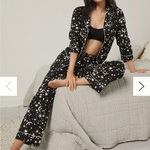 Printfresh Midnight Black Pajama Set with Gold Stars